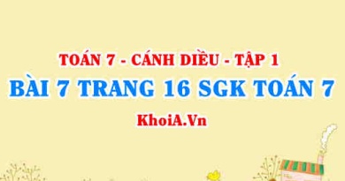 Bài 7 trang 16 SGK Toán 7 tập 1 Cánh Diều